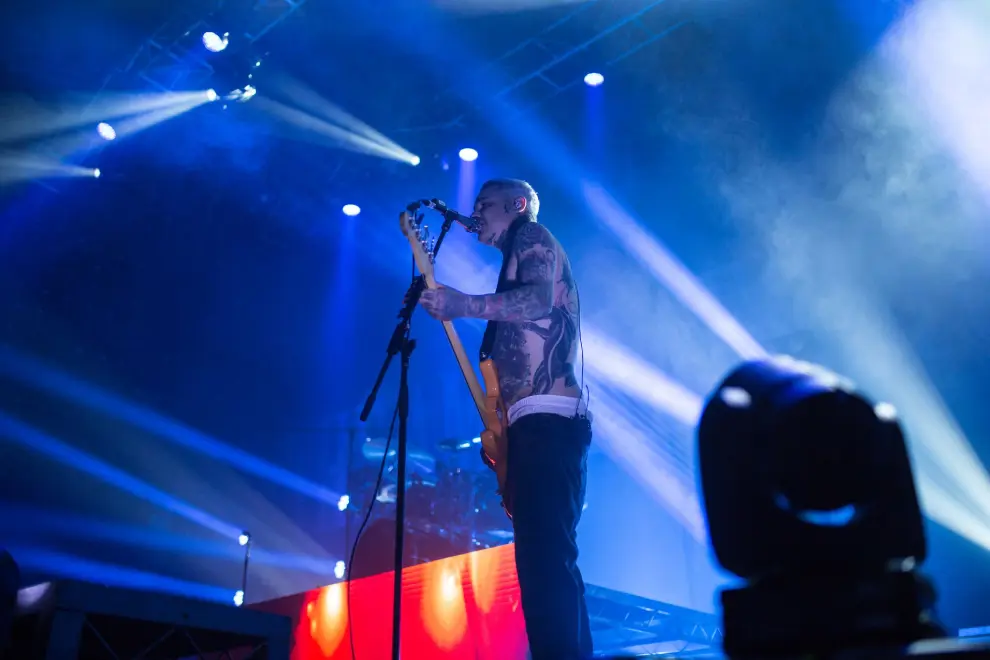 Ahren Stringer performing with The Amity Affliction