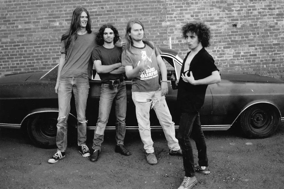 Bored! circa 1990 (Dave Thomas second from right). Photo by Pig Morgan, courtesy Dog Meat Records