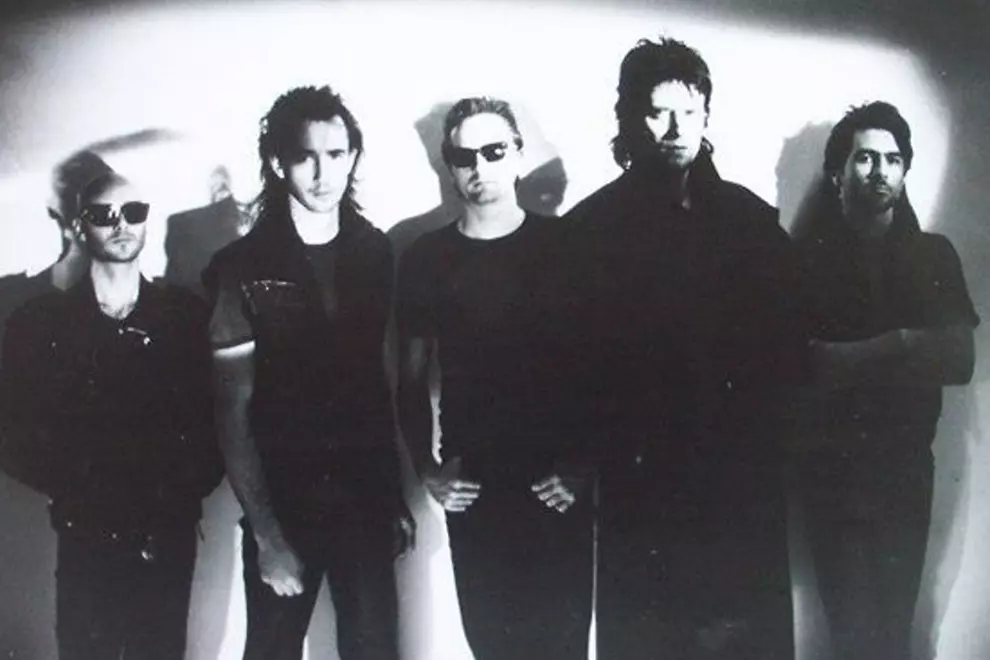 The Angels around the late '80s/early '90s - from left: Bob Spencer, Brent Eccles, Rick Brewster, Doc Neeson and James Morley.