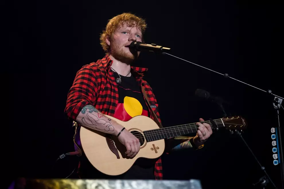 Sheeran in Melbourne on Friday night. Pic by Kane Hibberd