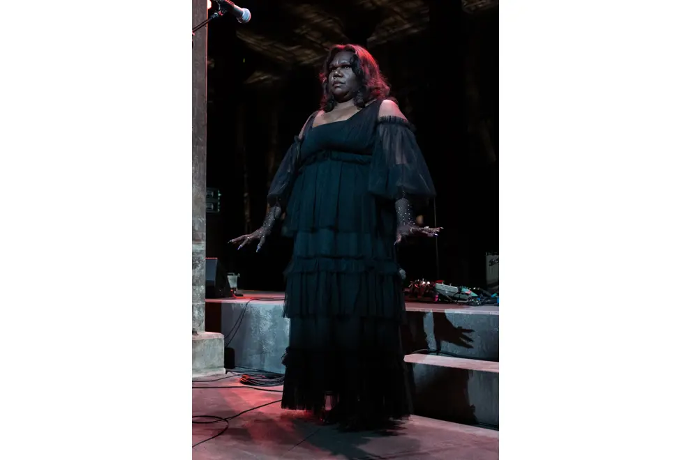 Eleanor Jawurlngali with Mick Turner 