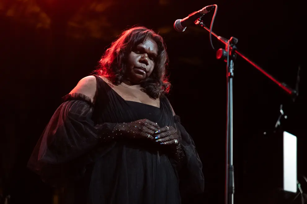 Eleanor Jawurlngali with Mick Turner 