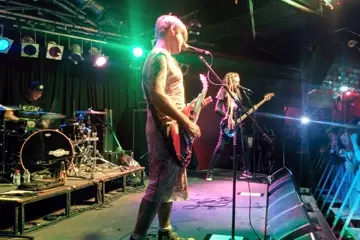 Frenzal Rhomb play on as a three-piece at Perth's Amplifier after drummer breaks his arm. Pic by Mark Beresford