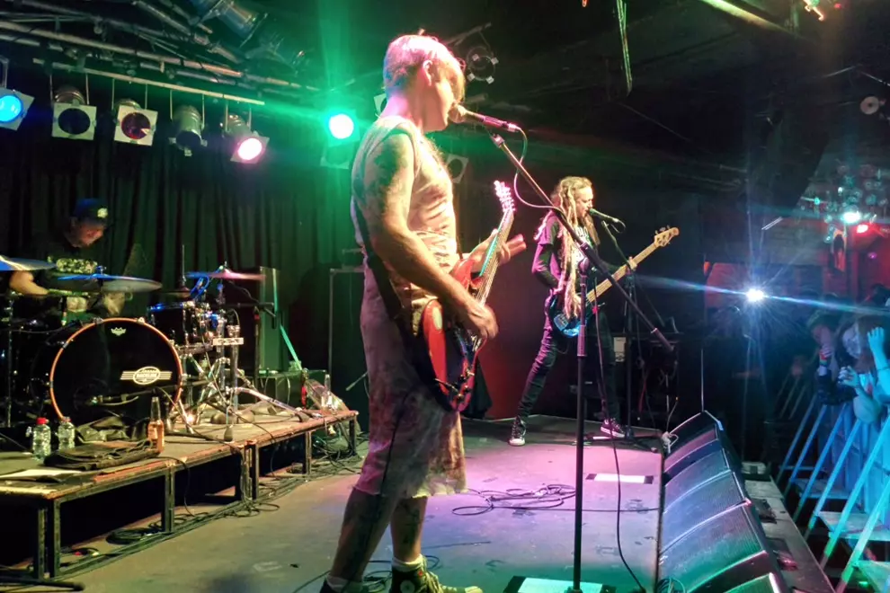 Frenzal Rhomb play on as a three-piece at Perth's Amplifier after drummer breaks his arm. Pic by Mark Beresford