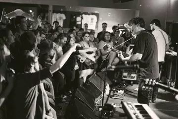 The Front Bottoms performing at Enigma Bar