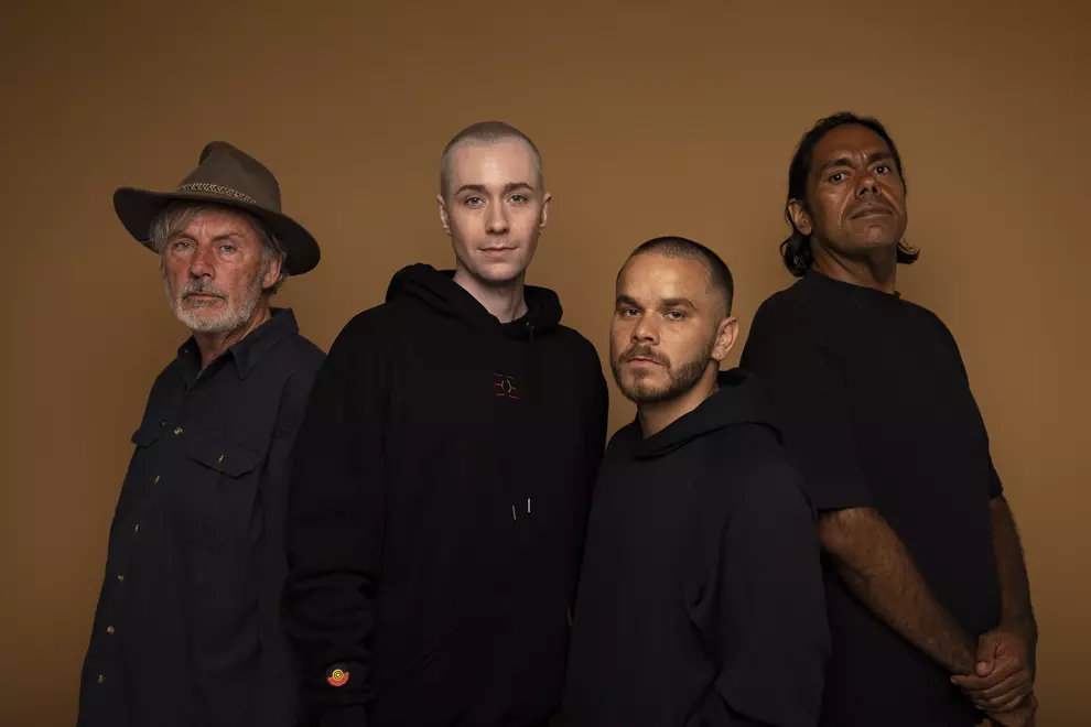 L, R: Shane Howard, Moss, Tasman Keith & William Barton