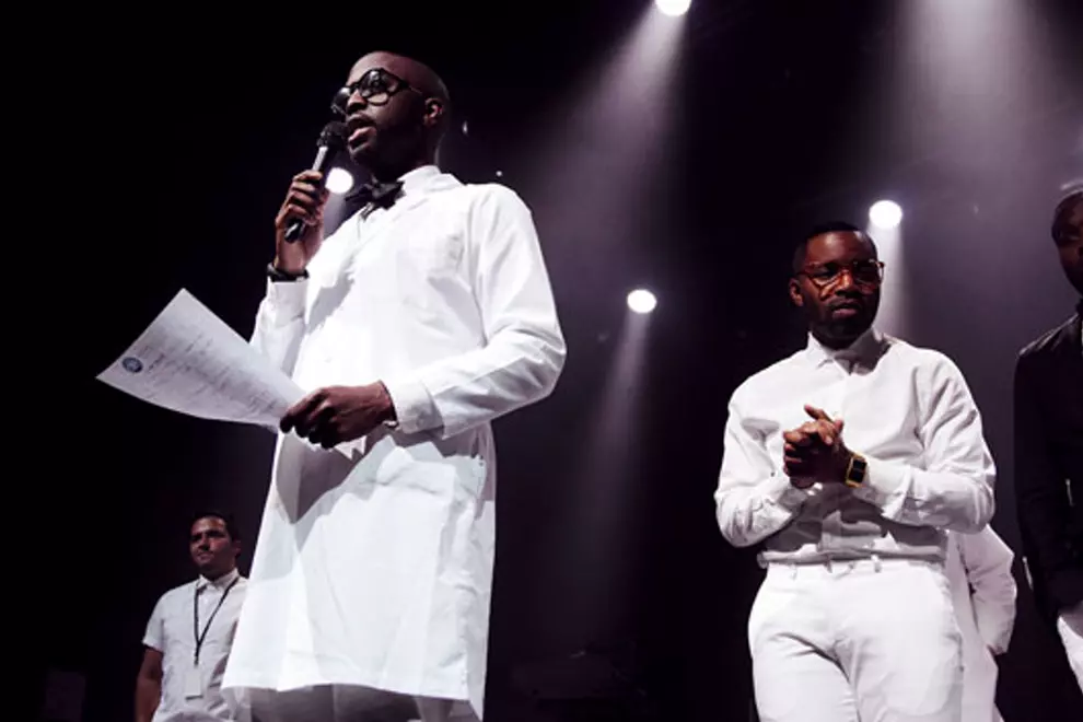 Janelle Monae's band tells the crowd in Melbourne she's not appearing. Pic by Holly Engelhardt