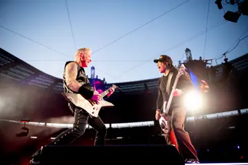 James Hetfield & Rob Trujillo of Metallica in Paris from 'M72 World Tour' movie