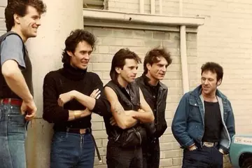 Kevin Stanton (second from right) with Mi-Sex in the 1980s