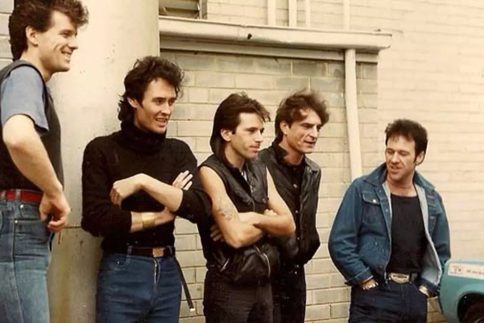 Kevin Stanton (second from right) with Mi-Sex in the 1980s