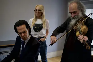 Nick Cave & Warren Ellis in the studio with Sam Taylor-Johnson
