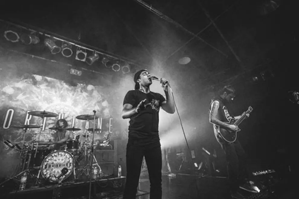 Adrian Fitipaldes fronting Northlane. Pic by Caleb Manintyre