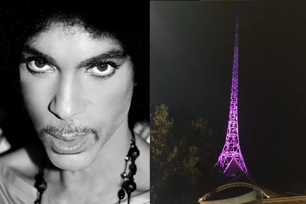 Prince by Nandy Mclean, purple spire at Arts Centre by Bryget Chrisfield