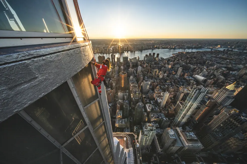 Jared Leto climbing the Empire State Building