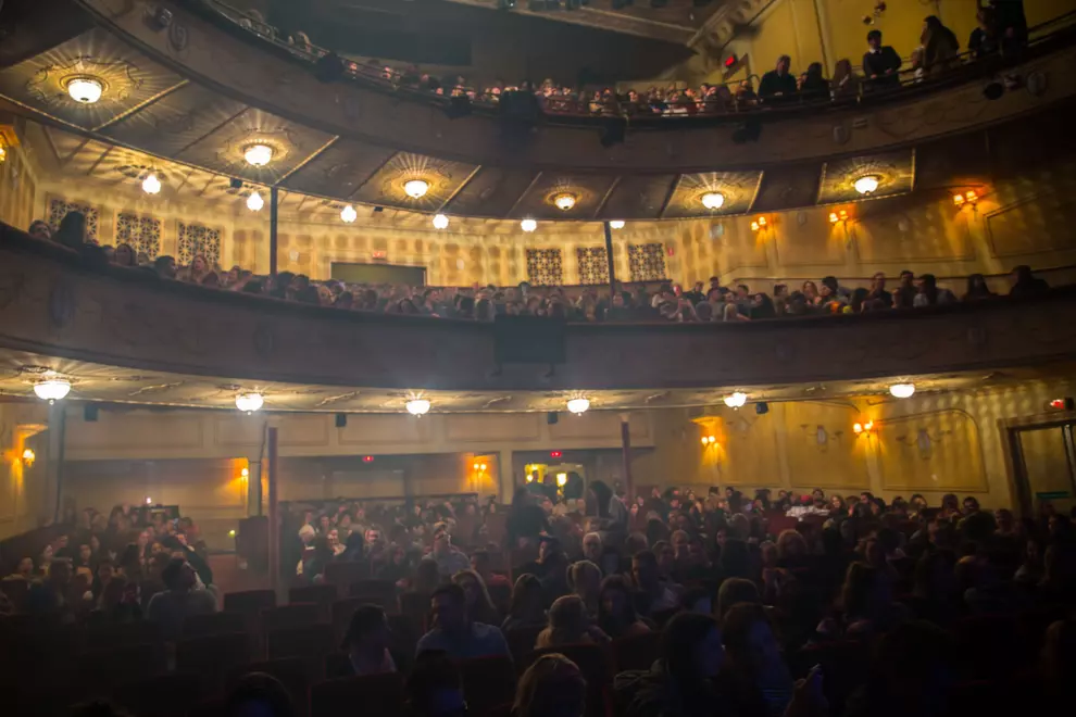 Victorian music fans await a performance at the Athenaeum Theatre.