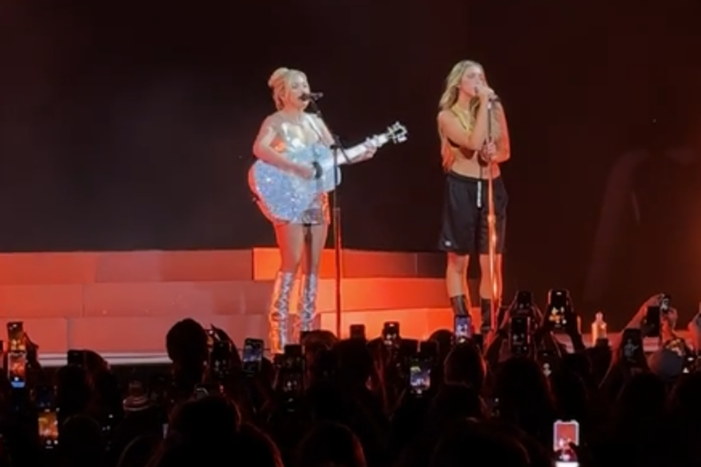 Megan Moroney and Tate McRae performing together at Ascend Amphitheatre