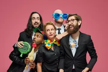 Aunty Donna, Nazeem Hussain and Anne Edmonds. Photo by Kane Hibberd