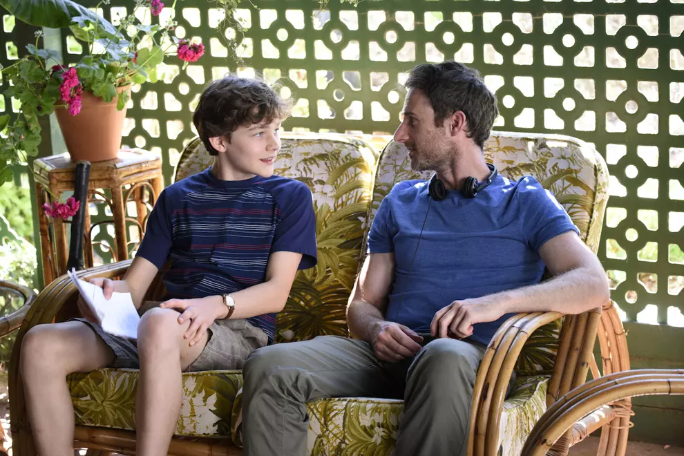 Craig Silvey on the 'Jasper Jones' set with Levi Miller