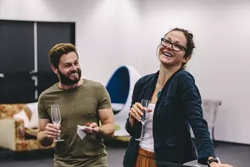 Steven Rooke and Caroline Brazier rehearsing Gasp! 