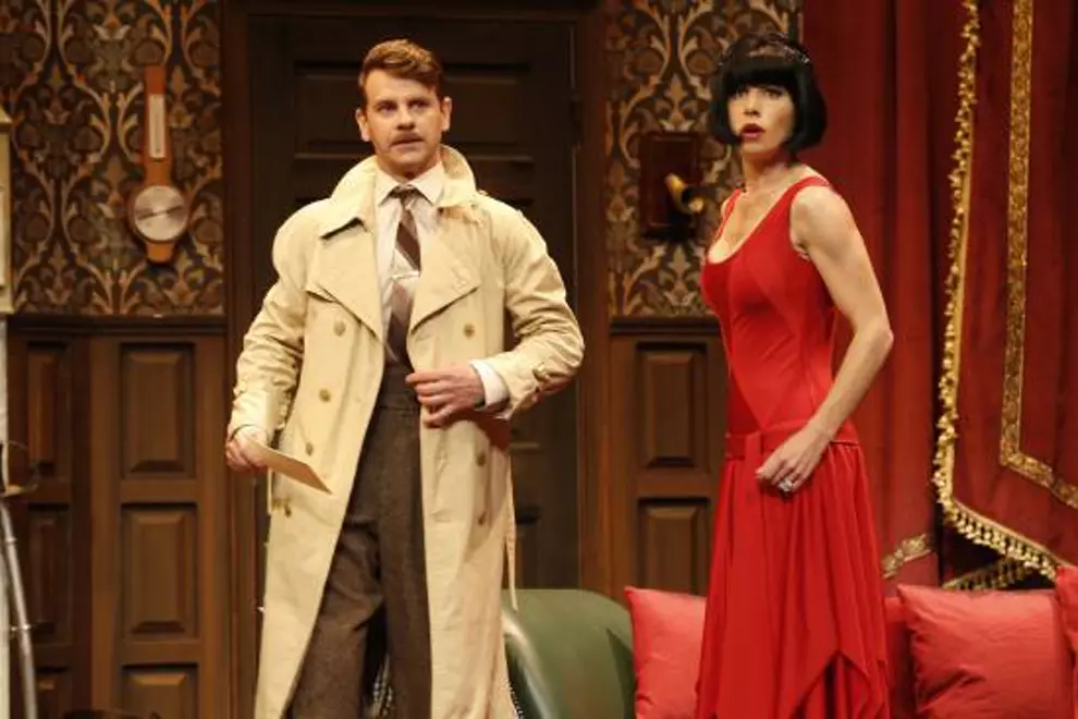 Nick Simpson-Deeks and Brooke Satchwell in 'The Play That Goes Wrong'