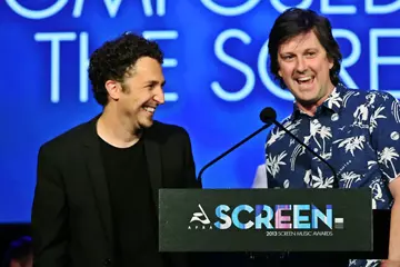 Antony Partos and David McCormack accepting an award