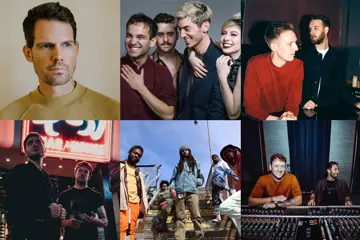 Pictured clockwise from top left: Tycho, Charly Bliss, HONNE, Maribou State, Phony Ppl, The Midnight