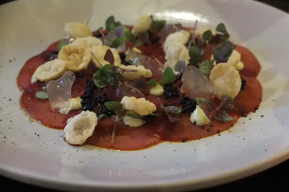 The Carlton: Raw tuna carpaccio