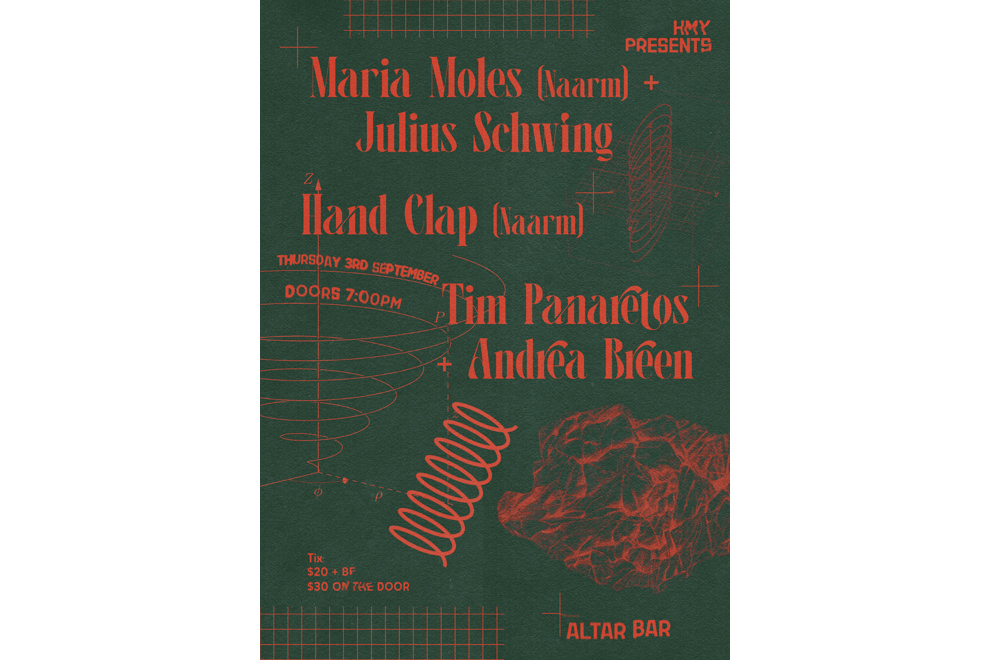 Maria Moles (Naarm) + Julius Schwing | Hand Clap (Naarm) | Tim Panaretos + Andrea Breen