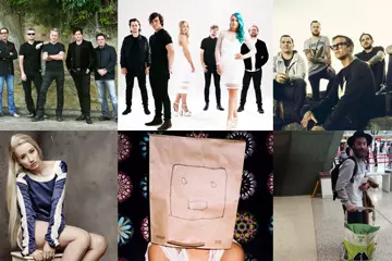 Clockwise from top left: INXS, Sheppard, The Amity Affliction, Chet Faker, Sia, Iggy Azalea