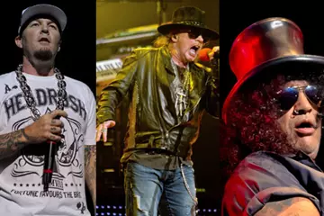 Left to right: Fred Durst, Axl Rose, Slash