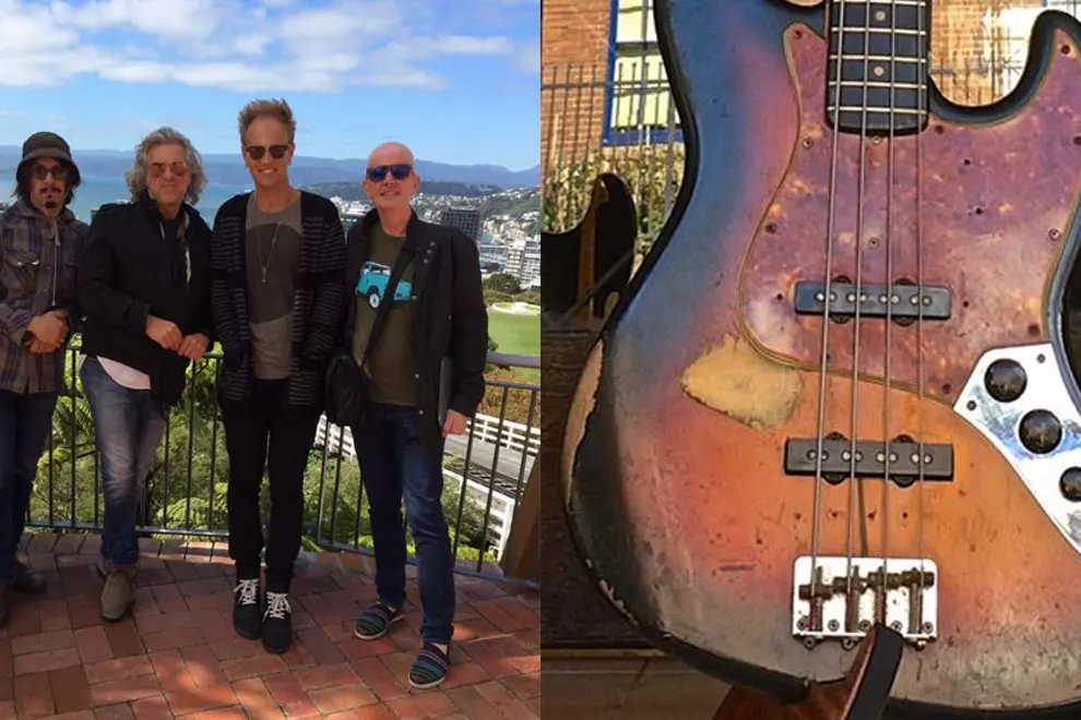 Mi-Sex and their missing bass (pics via Facebook)