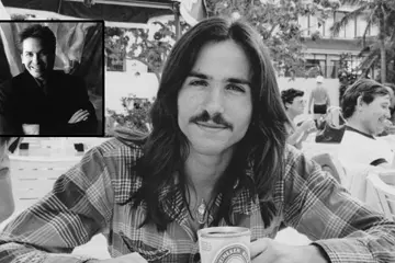 Mike Porcaro c. 1974 and, inset, 2011