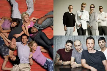 Clockwise from left: S Club 7, The Backstreet Boys & 5ive