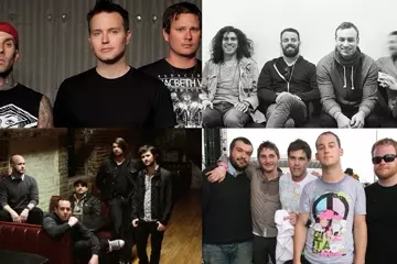 Clockwise from top left: Blink-182, Brand New, Taking Back Sunday, The Starting Line