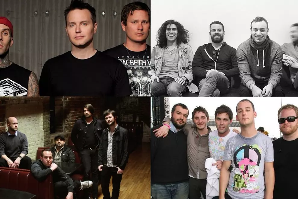 Clockwise from top left: Blink-182, Brand New, Taking Back Sunday, The Starting Line
