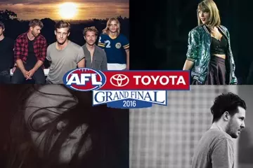 C'wise from top left: The Rubens, Taylor Swift, Jarryd James, Kiiara