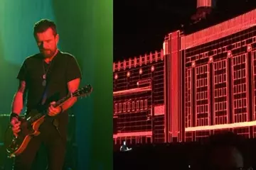 L: Billy Duffy & The Cult @ Festival Hall (pic by Andrew Briscoe). R: Roger Waters @ Desert Trip