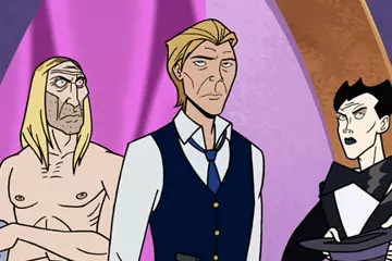 The Sovereign (centre) with agents Iggy Pop and Klaus Nomi