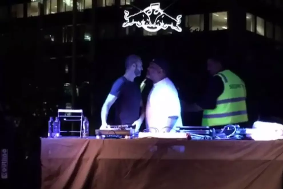 Maseo on stage arguing with security. Screen grab via Instagram