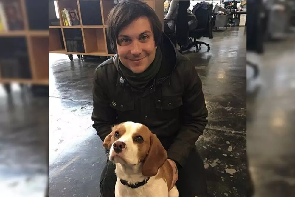 Frank Iero and Obi at our photoshoot on Wednesday. Pic via Kane Hibberd
