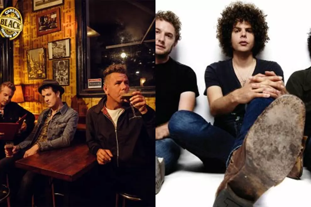 From left: The Living End (Chris Cheney centre), Wolfmother (Myles Heskett left, Chris Ross right)