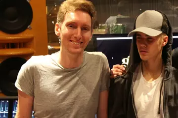 Simon Cohen (left) with Justin Bieber