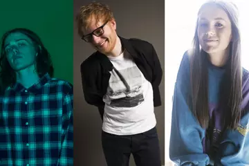 L-R: Allday, Ed Sheeran, Amy Shark (pic by Kane Hibberd)