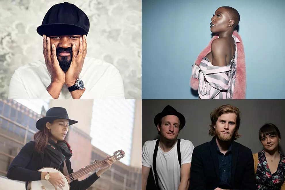 Clockwise L-R: Gregory Porter, Laura Mvula, The Lumineers, Rhiannon Giddens