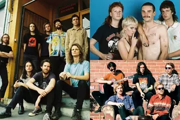 Clockwise L to R: King Gizzard & The Lizard Wizard, Amyl & The Sniffers, The Murlocs