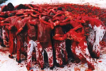 One of Hermann Nitsch's visceral performances. Pic via ABC ARTE