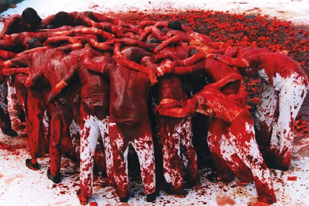 One of Hermann Nitsch's visceral performances. Pic via ABC ARTE