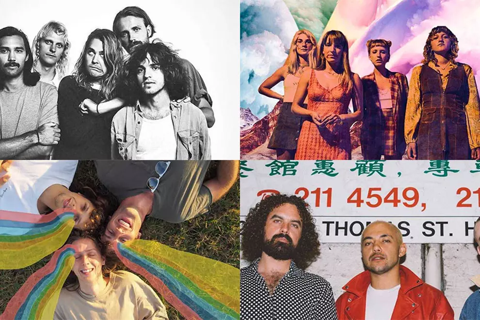 C'wise from top left: The Belligerents, Galaxy Girls, Bootleg Rascal, The Cinema Wristys