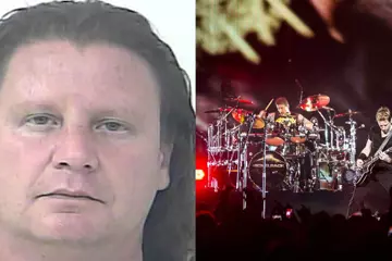 L: Lee Howard Koenig (pic by Port St Lucie Police) R: Nickelback in Sydney (pic by Rohan Anderson)