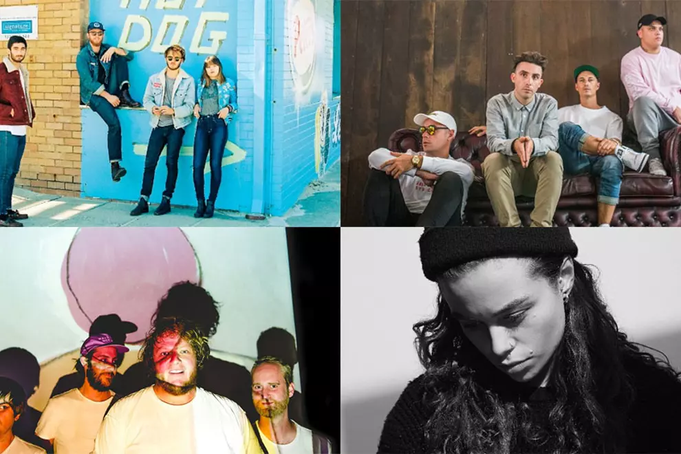 C'wise from top left: San Cisco, Thundamentals, Tash Sultana, The Smith Street Band (pic: Ian Laidlaw)